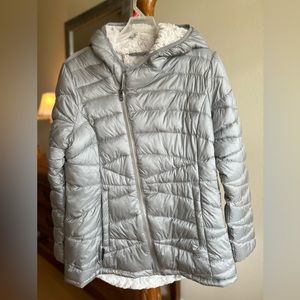 Steven Madden Hooded Puffer coat, fur lined, polyester, quilted outside layer.